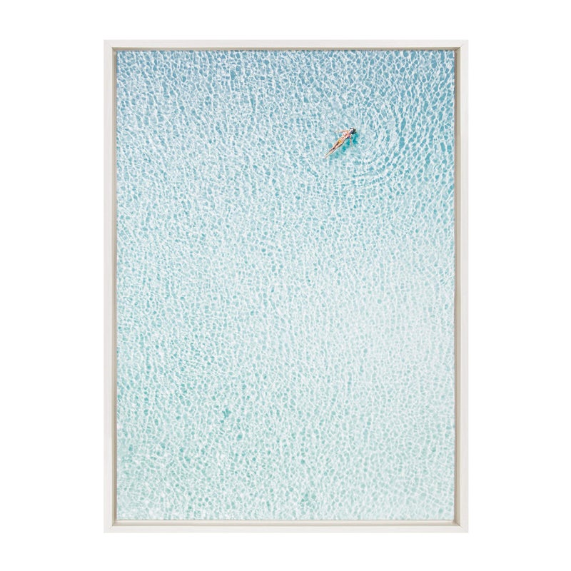 DesignOvation Sylvie Woman Floating Framed Canvas by Amy Peterson, 23x33 White, Calming Colorful Wall Decor for Living Room, Bedroom, Office, Or Entryway - Image 1